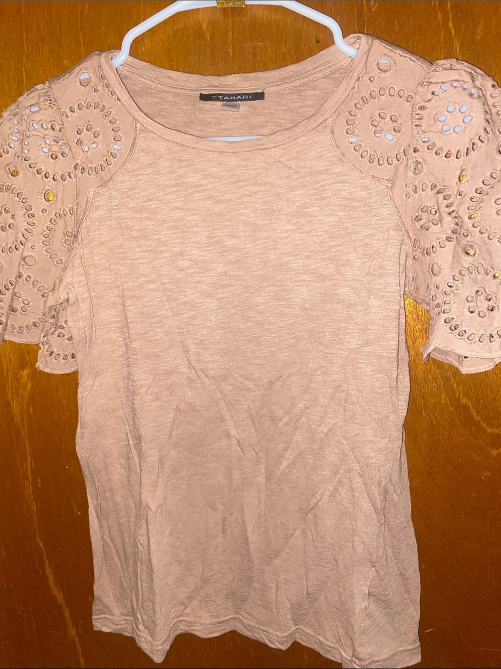 Tahari Eyelet Sleeve Top